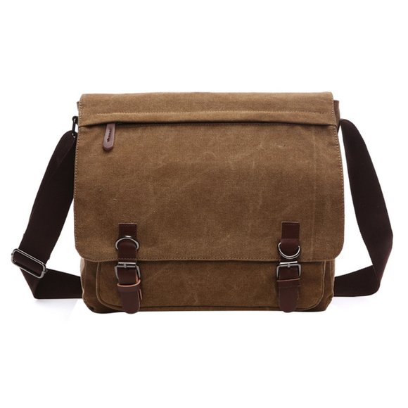 Canvas crossbody messenger bag with front zipper - Picture 6 of 8